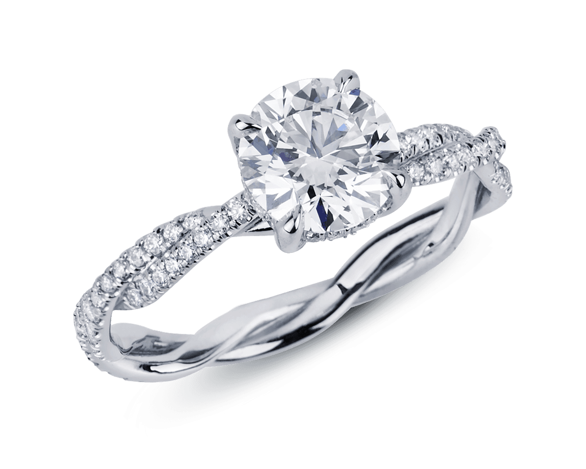 Twisted Band Pave Solitaire