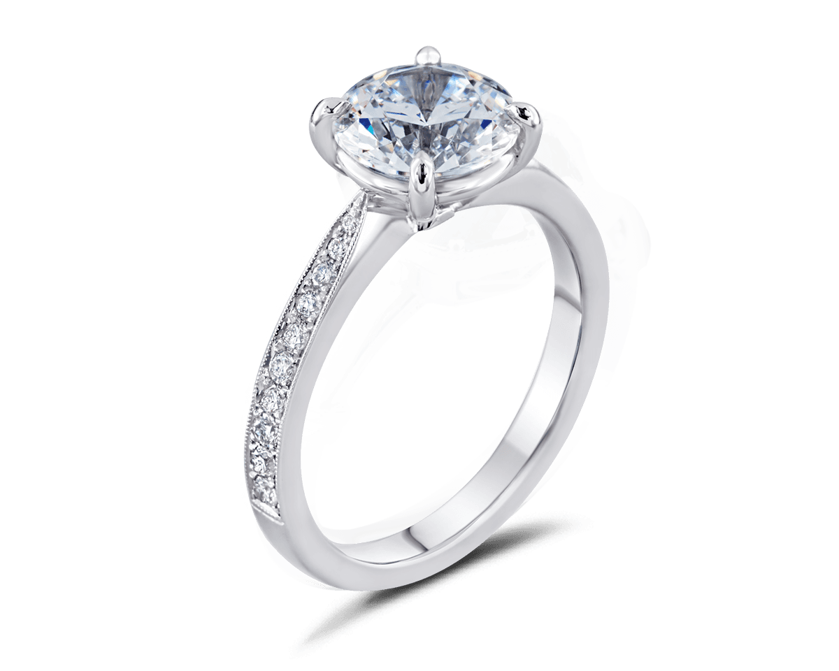 Tapered Band Pave Solitaire
