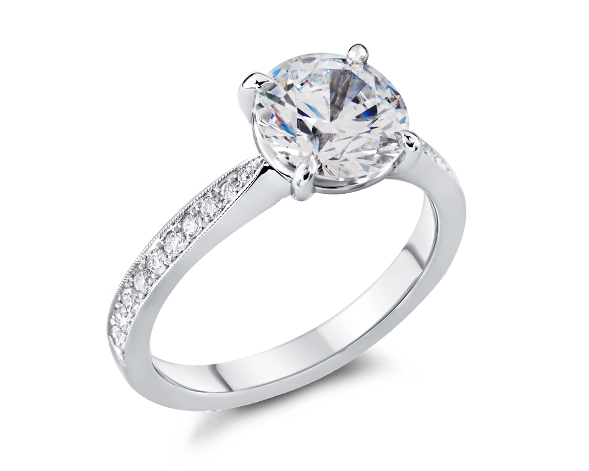 Tapered Band Pave Solitaire