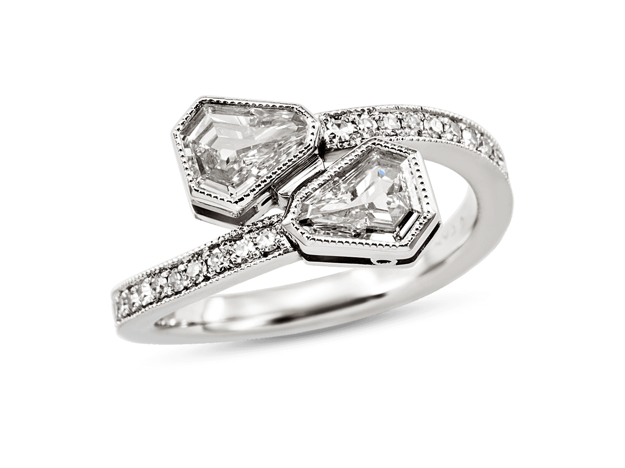 Toi et Moi Ring with Shield Cut Diamonds