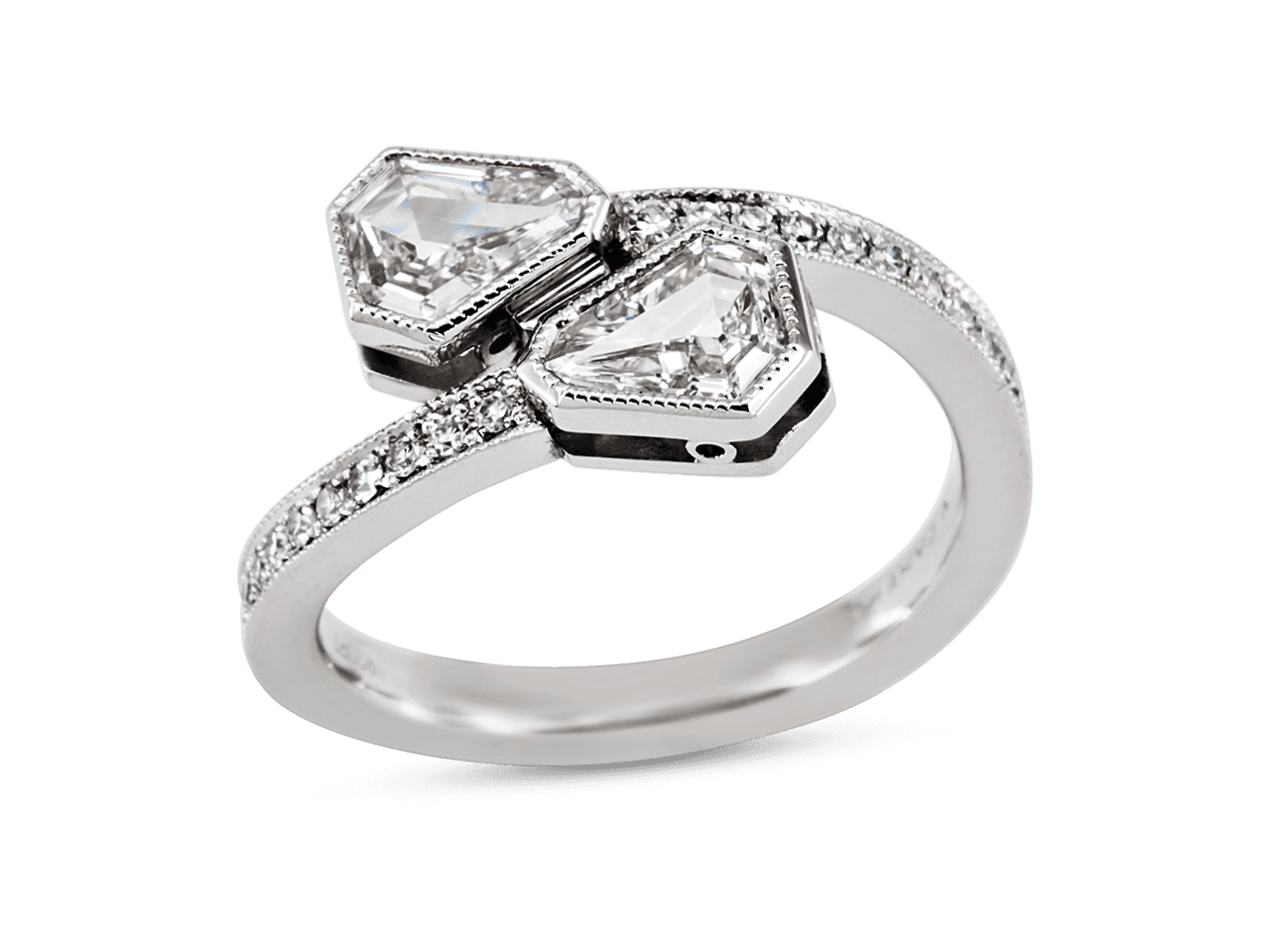 Toi et Moi Ring with Shield Cut Diamonds