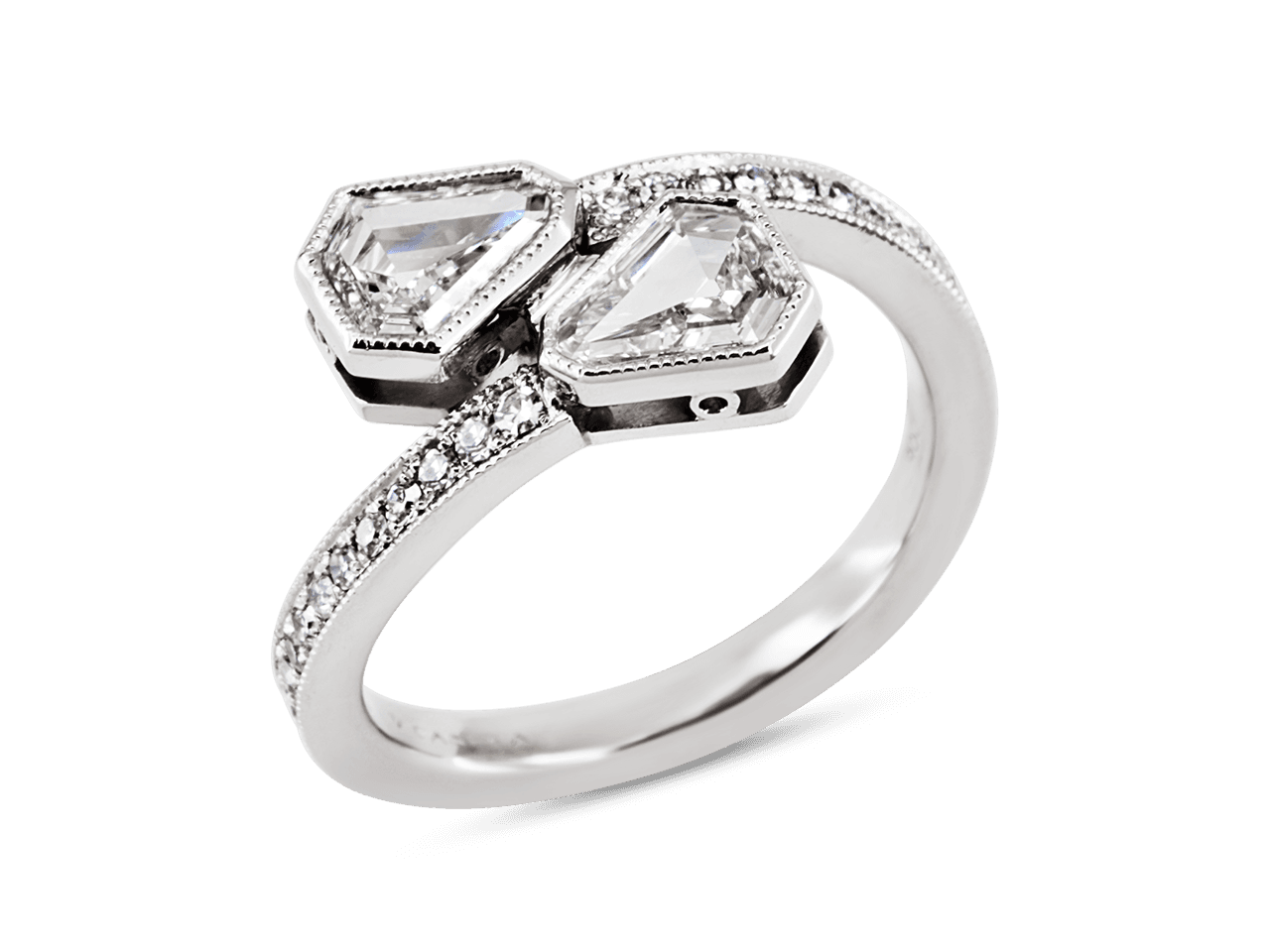 Toi et Moi Ring with Shield Cut Diamonds