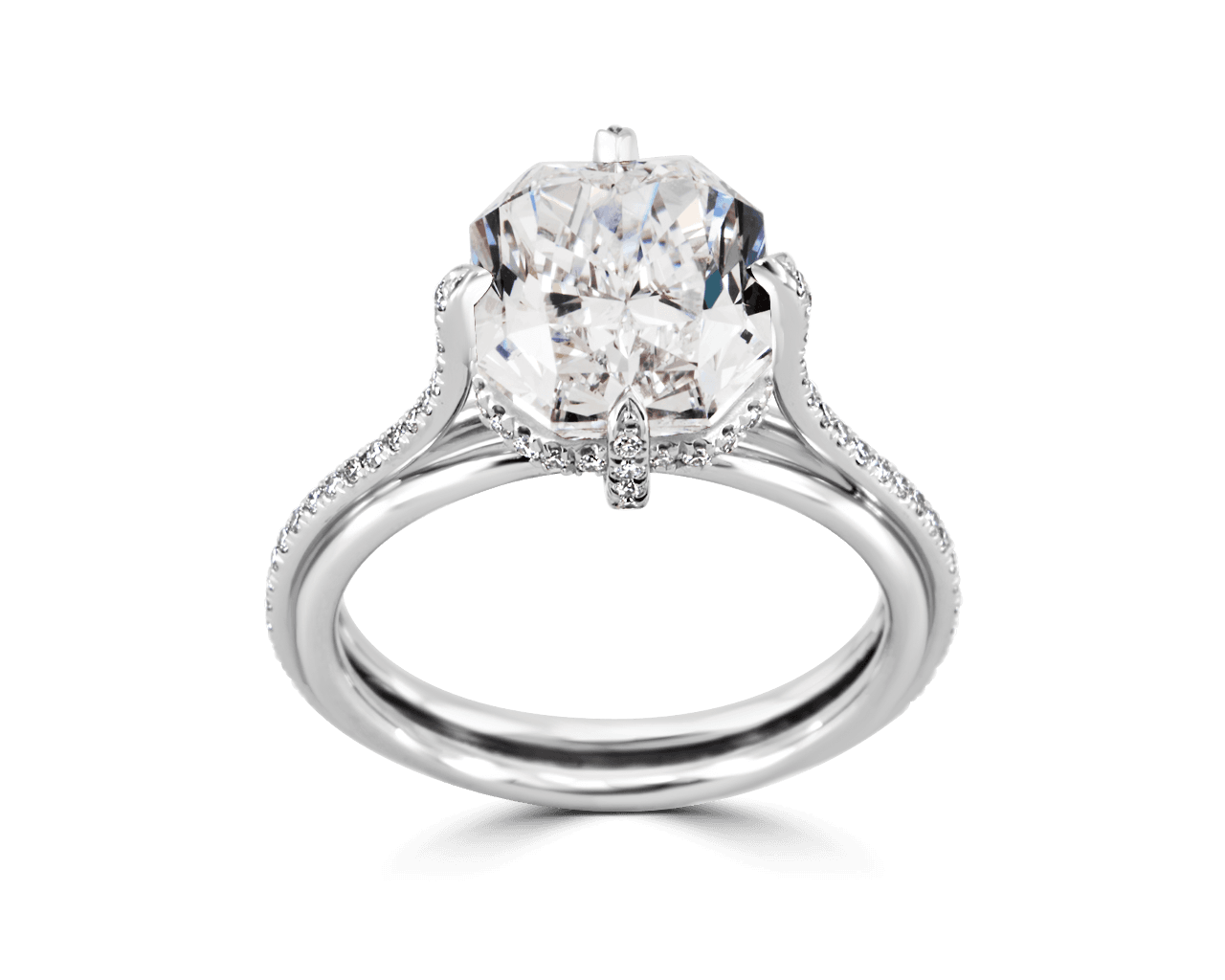 Radiant Solitaire with Tri-Wire Pave Band