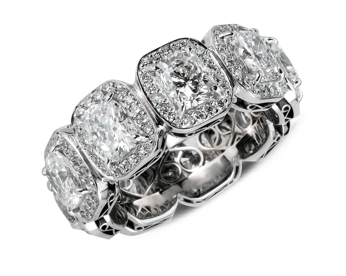 Cushion Halo Eternity Band