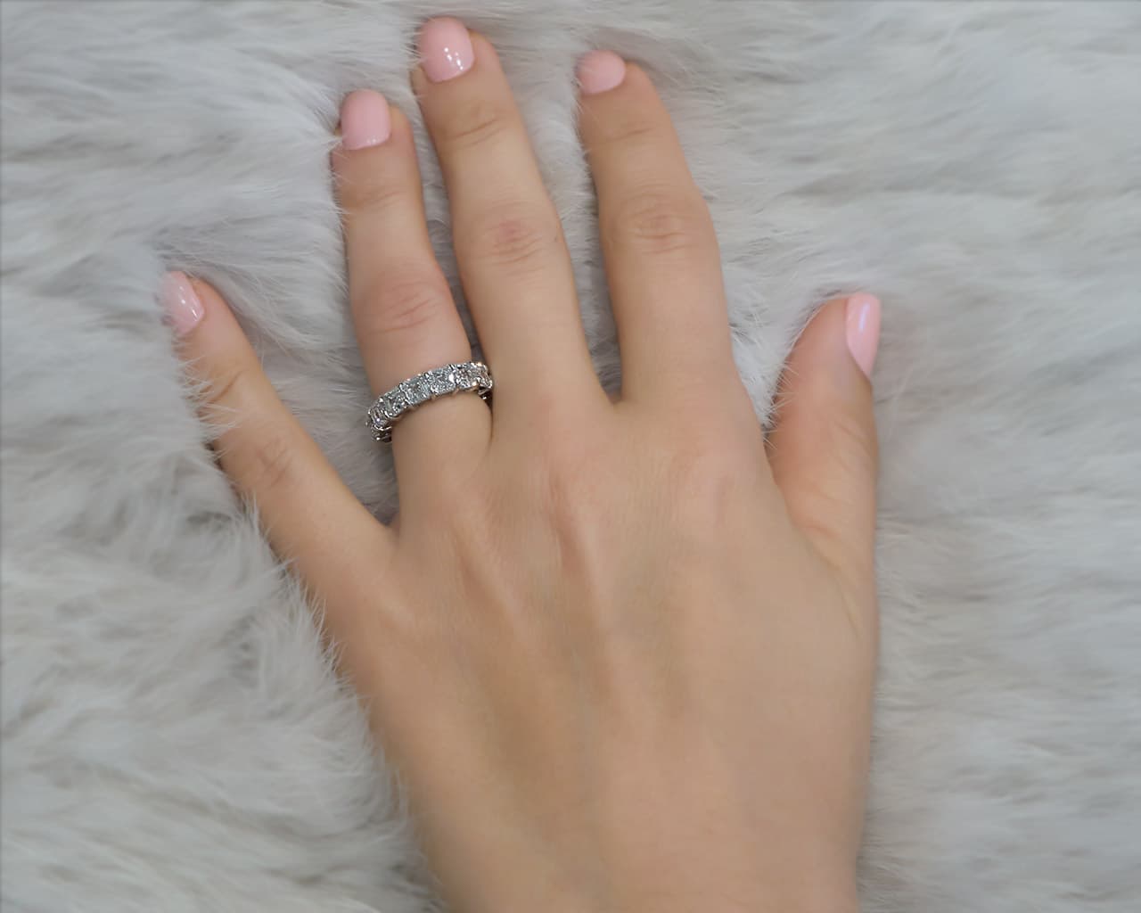 Asscher Cut Shared Prong Eternity Band