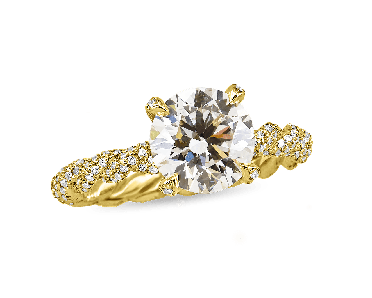 Braided Pave Solitaire with Open Profile