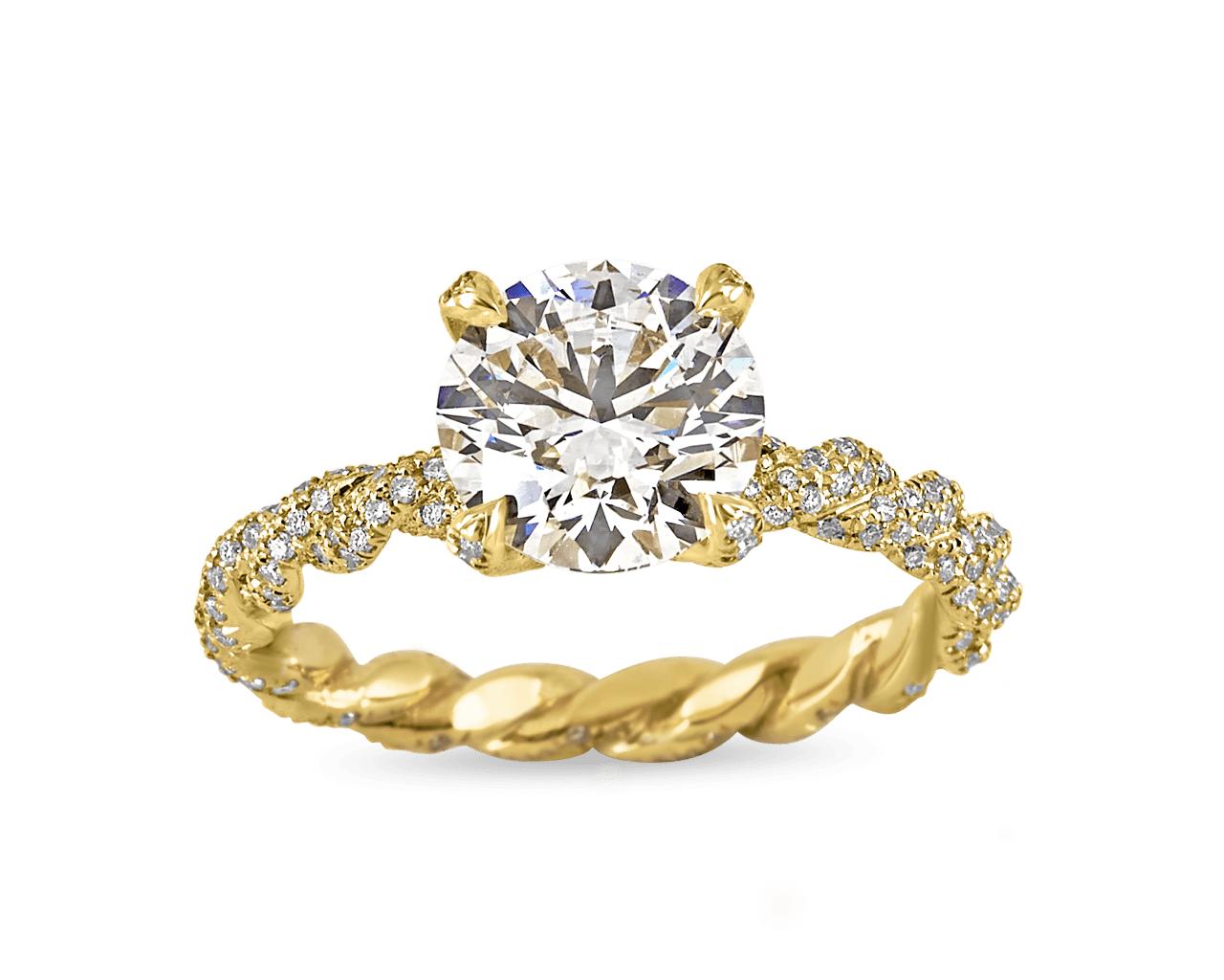 Braided Pave Solitaire with Open Profile
