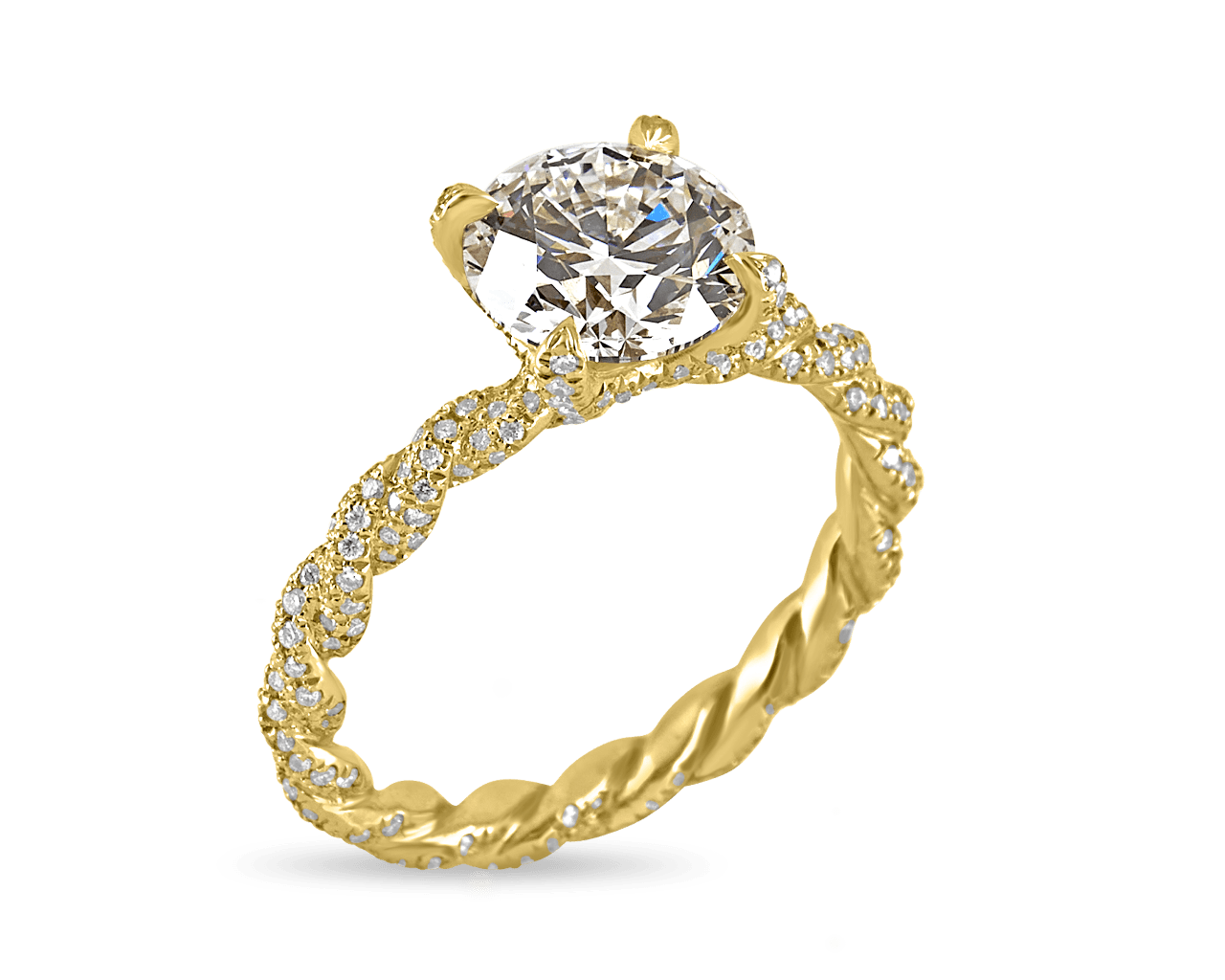 Braided Pave Solitaire with Open Profile