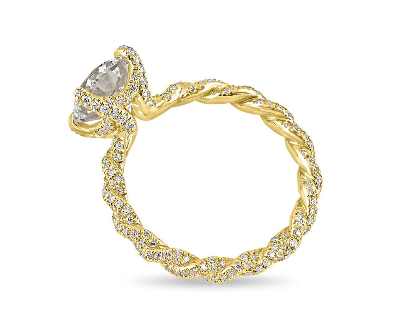 Braided Pave Solitaire with Open Profile