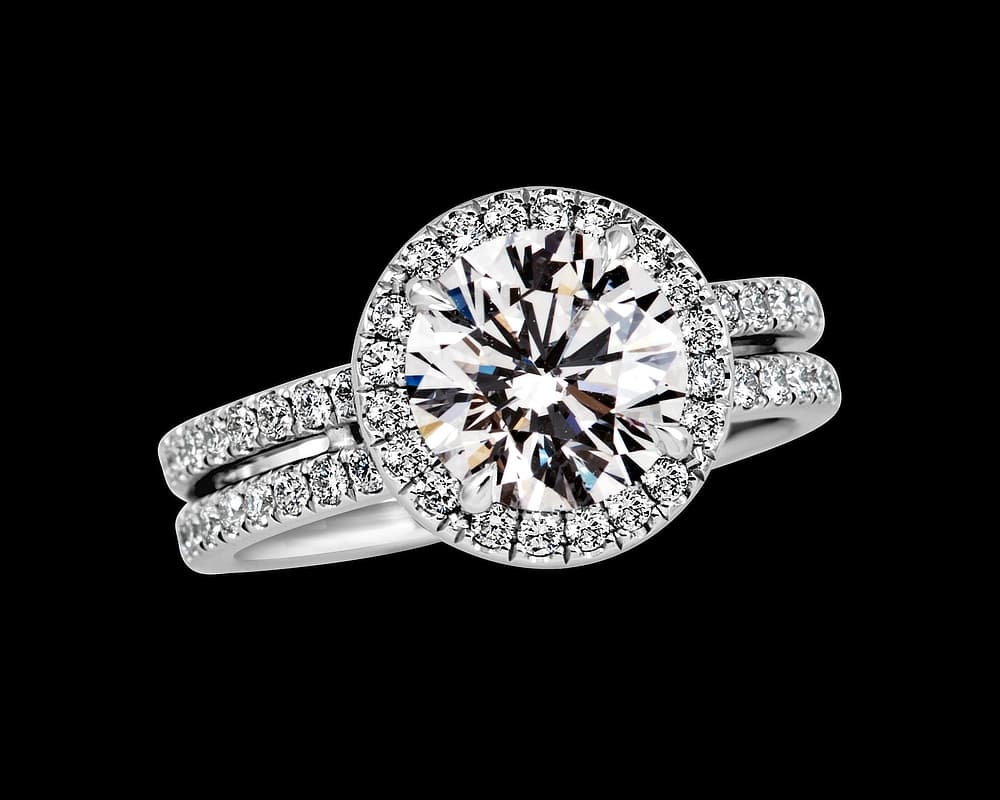 Double Shank Round Halo Ring
