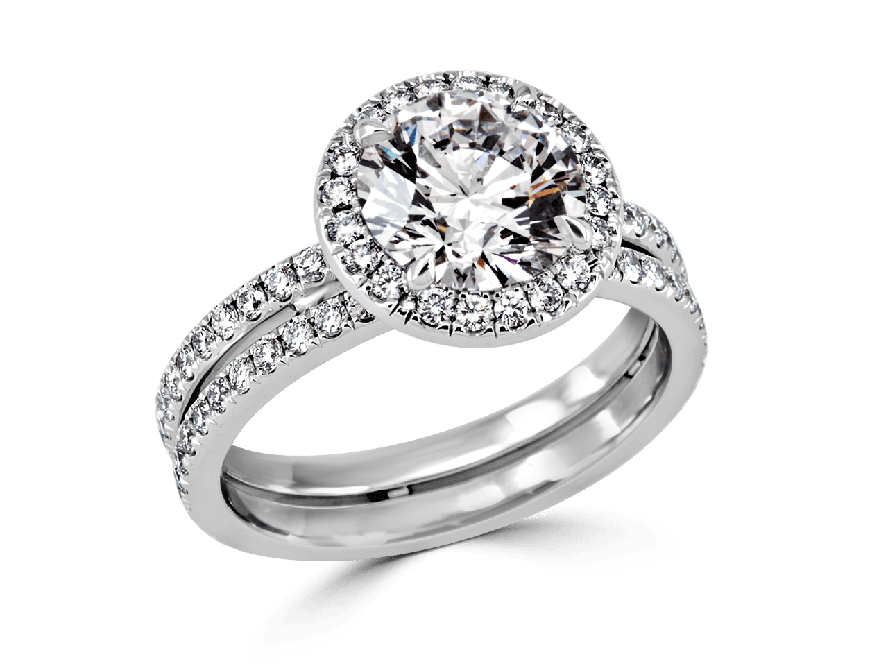 Double Shank Round Halo Ring