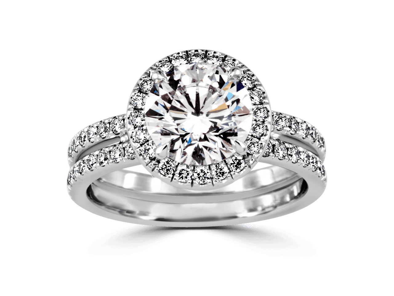 Double Shank Round Halo Ring