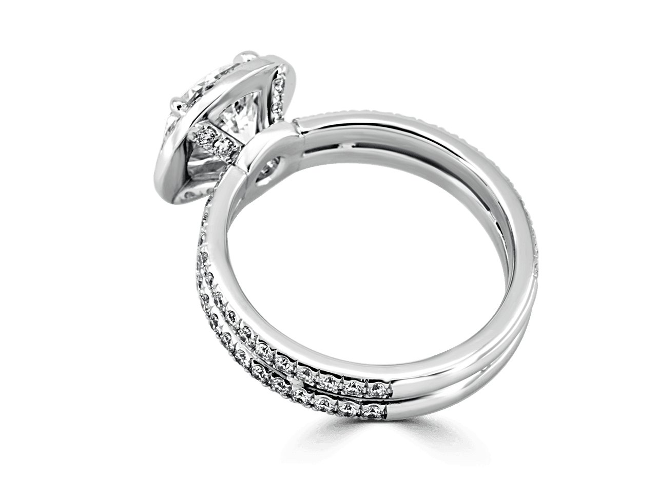 Double Shank Round Halo Ring
