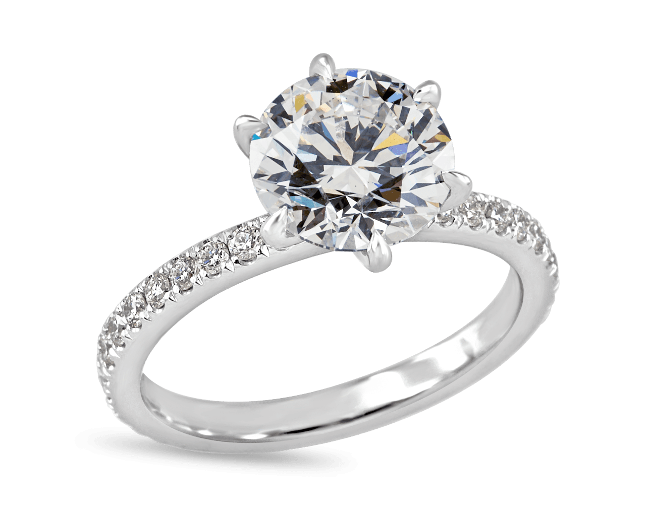 The Grace Six Prong Pave Solitaire