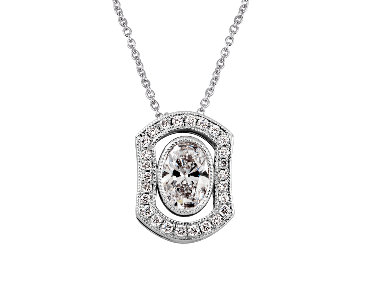 Vintage Hourglass Oval Pave Pendant