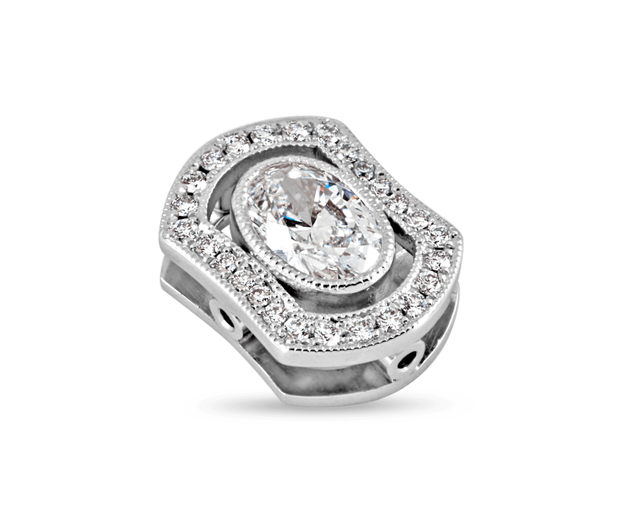 Vintage Hourglass Oval Pave Pendant