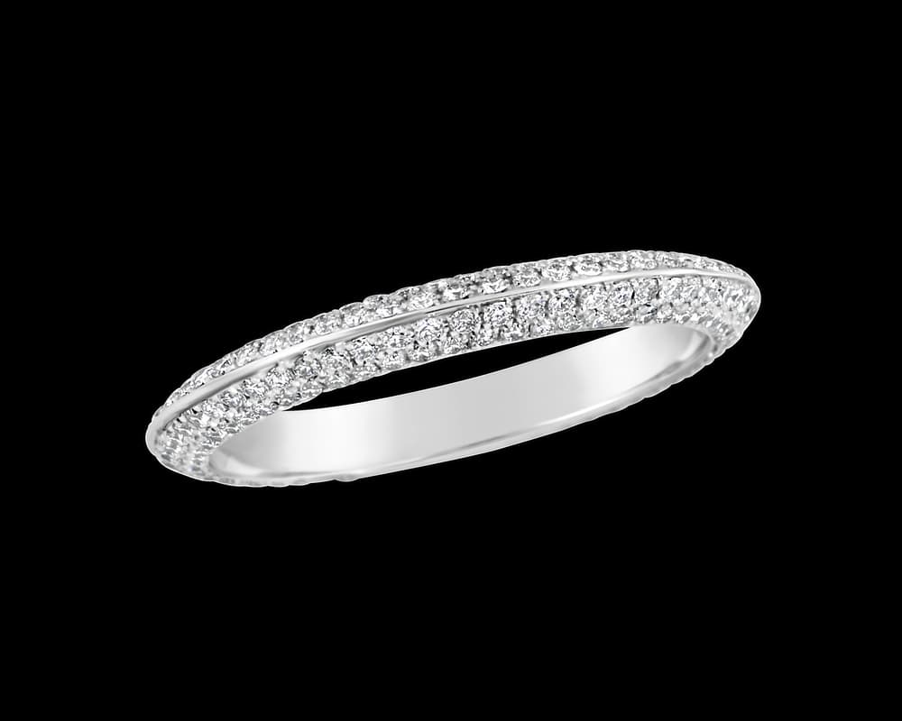 Knife Edge Pave Set Eternity Band