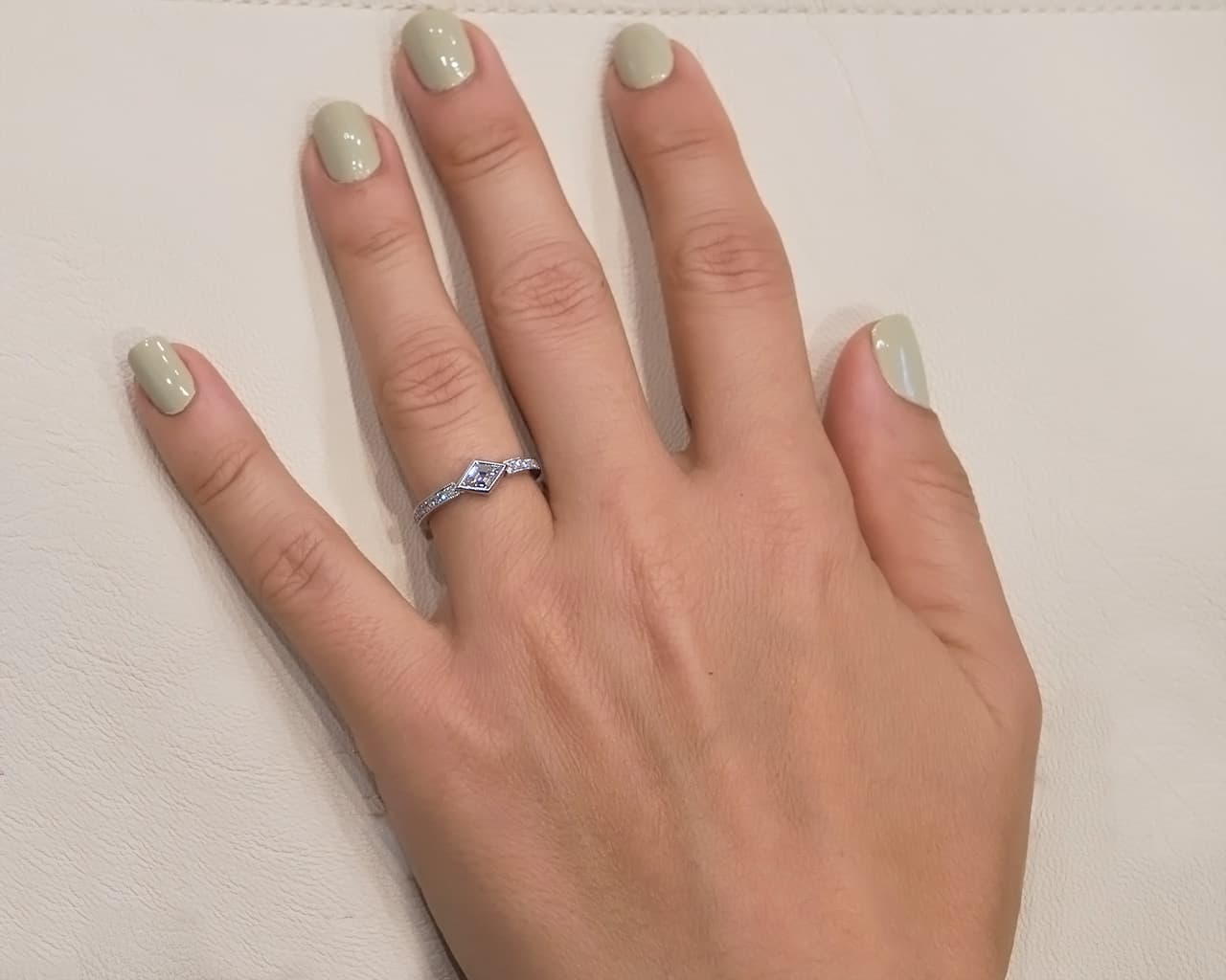 Pave set Band with Lozenge Cut Diamond