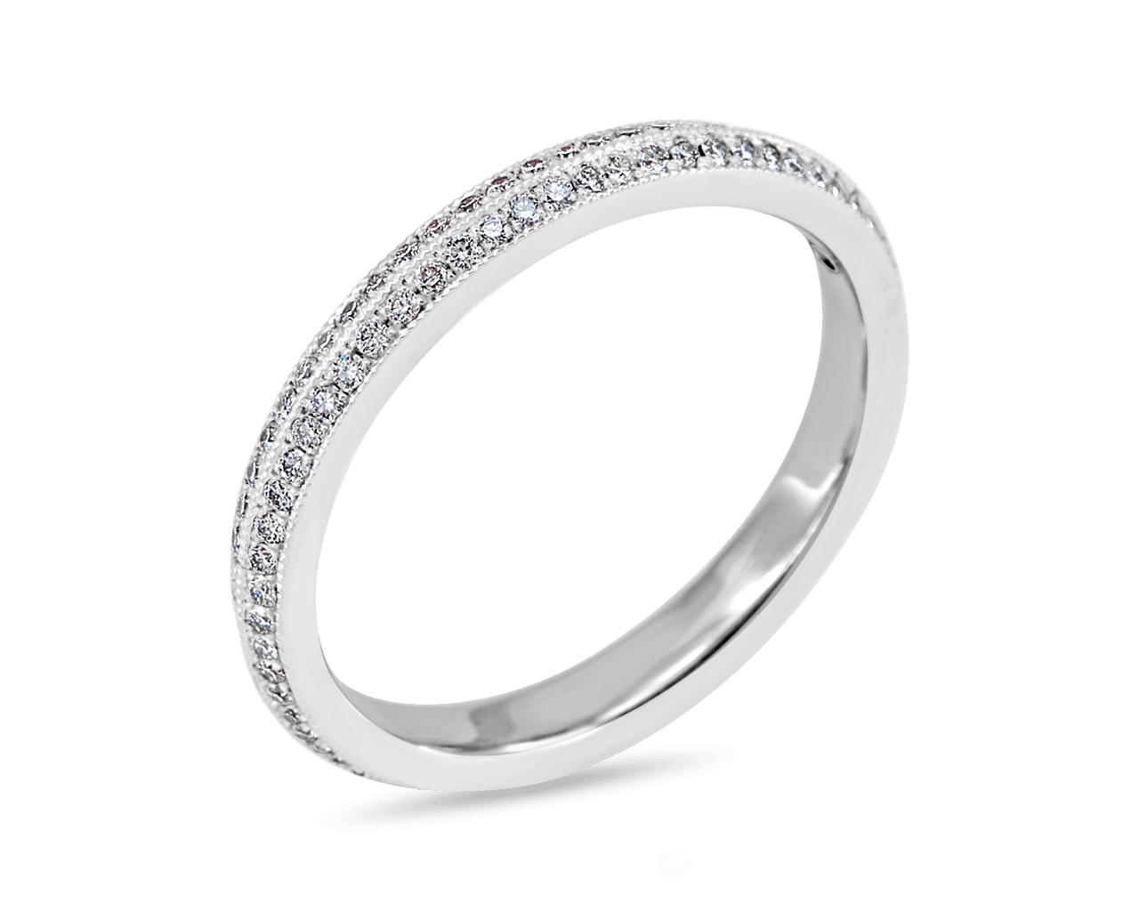Knife Edge Band with Pave Set Diamonds