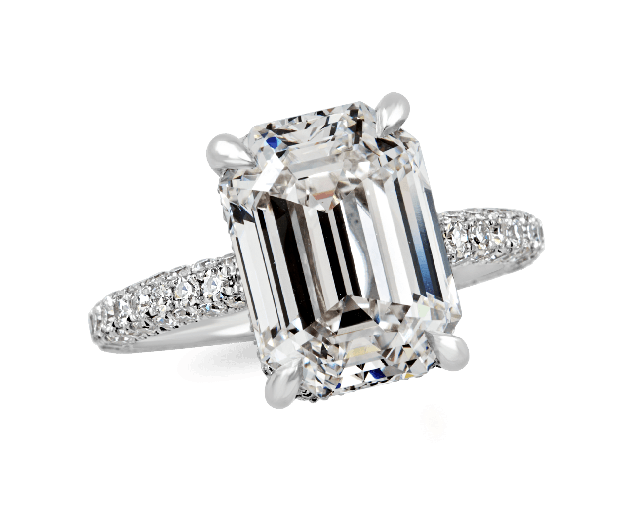 Pave Solitaire with Multi Row Pave and Scalloped Profile
