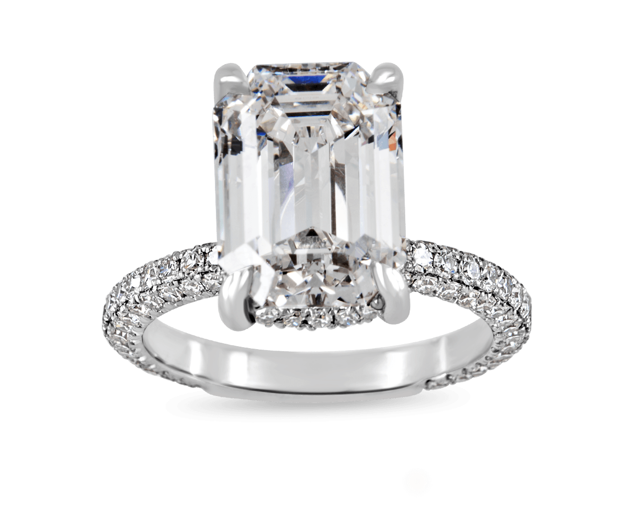 Pave Solitaire with Multi Row Pave and Scalloped Profile