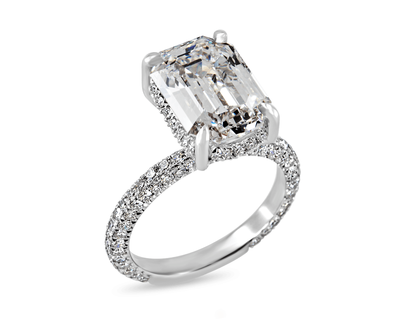 Pave Solitaire with Multi Row Pave and Scalloped Profile