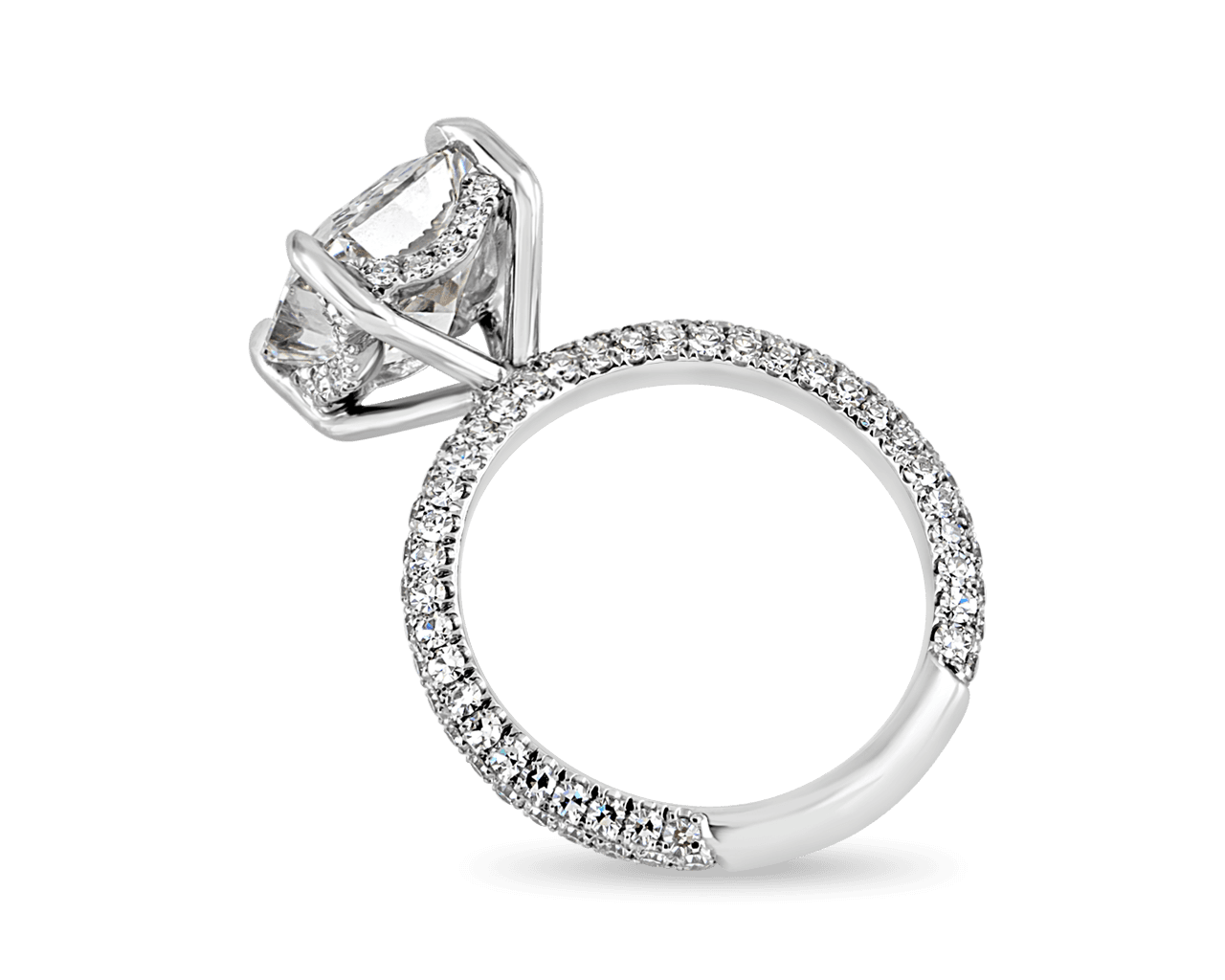 Pave Solitaire with Multi Row Pave and Scalloped Profile