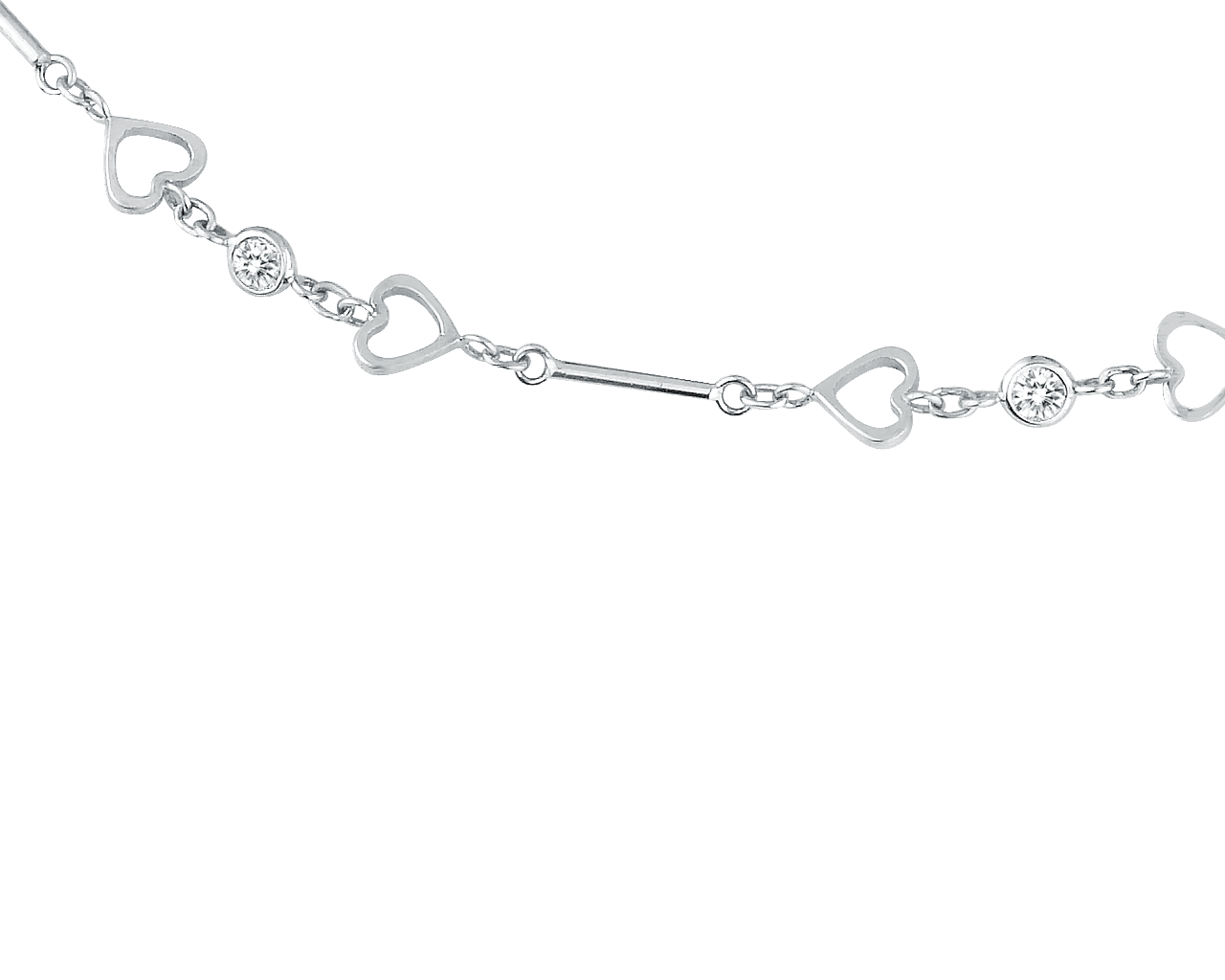 Heart Shaped and Wire Round Diamond Chain
