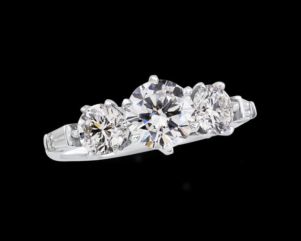 Victorian Round and Tapered Baguette Five Stone Ring