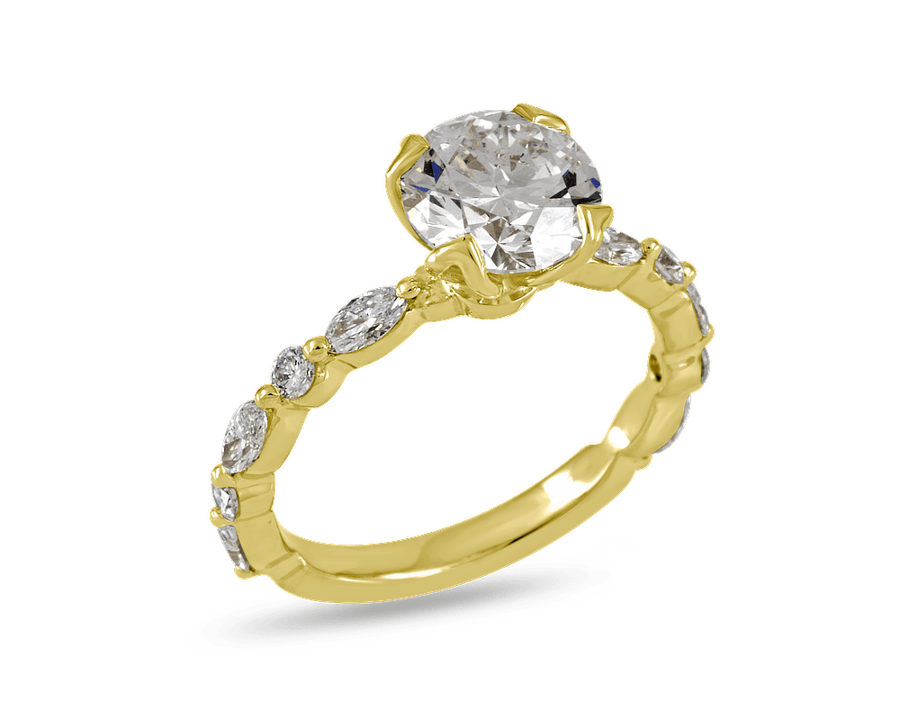 Round Lotus Solitaire with Prong Set Band
