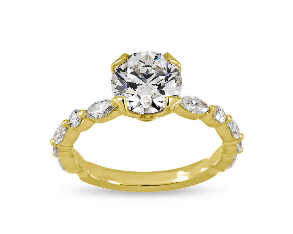 Round Lotus Solitaire with Prong Set Band