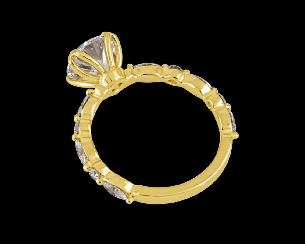 Round Lotus Solitaire with Prong Set Band