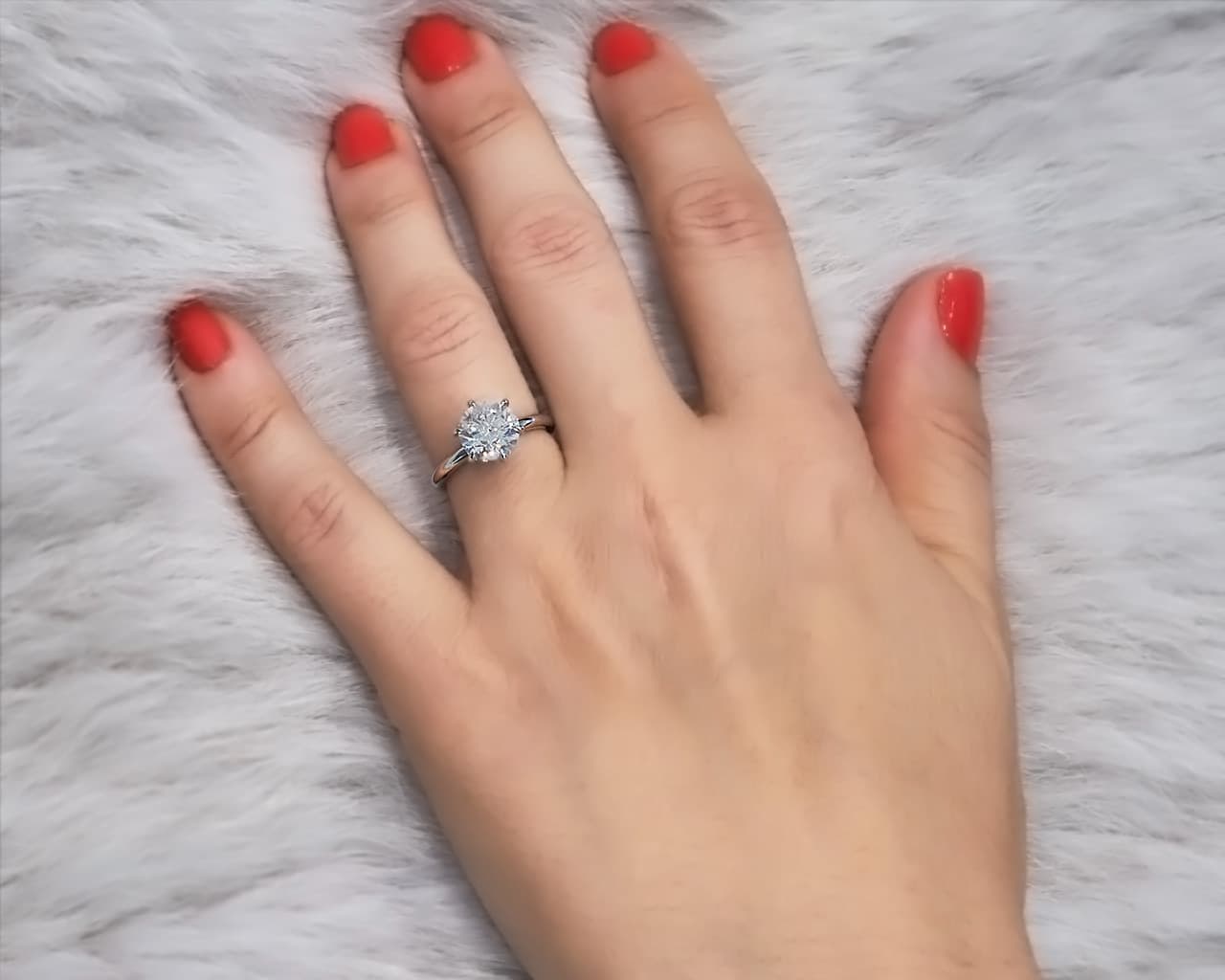 Six Prong Solitaire with Scalloped Basket