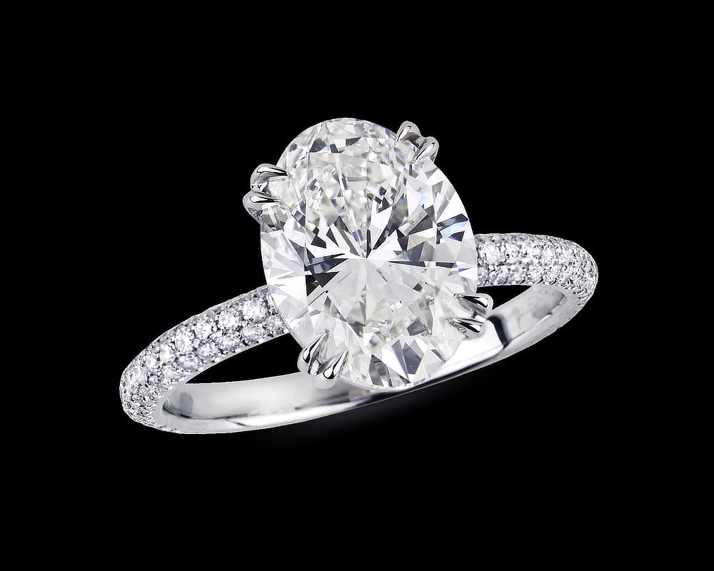 The Alaria Solitaire with 3ct Oval and 3d Pave Band