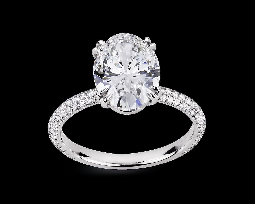 The Alaria Solitaire with 3ct Oval and 3d Pave Band