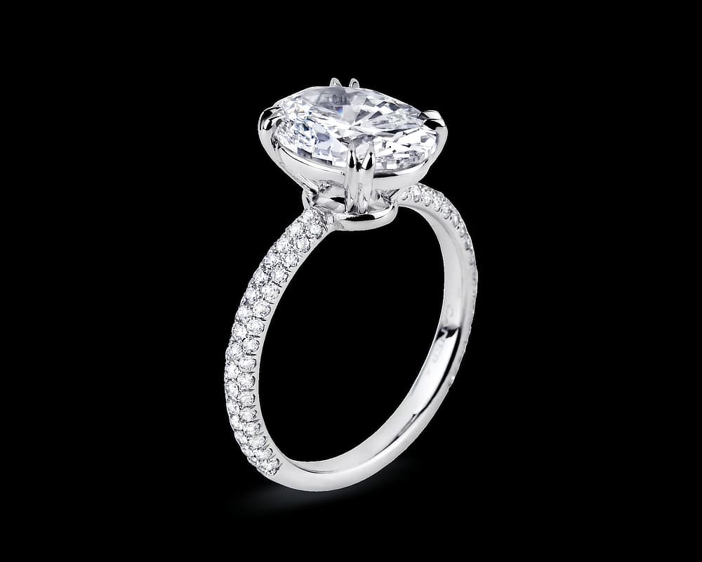 The Alaria Solitaire with 3ct Oval and 3d Pave Band