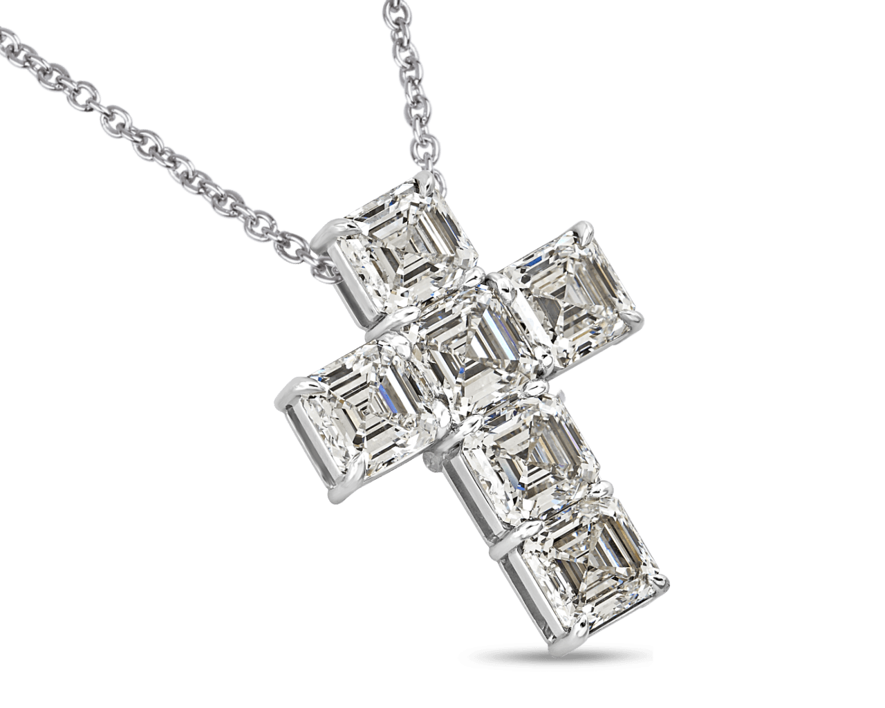Asscher Cut Diamond Shared Prong Cross