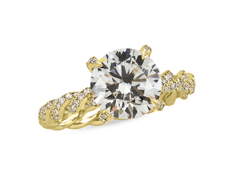 Pave Set Braided Solitaire with Open Profile