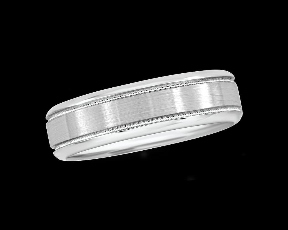 The Burton Mens Band with Milgrain and Satin Finish