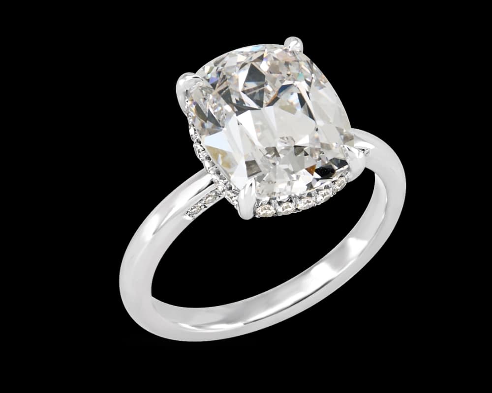 Classic Solitaire with Sectional Pave & Hidden Halo