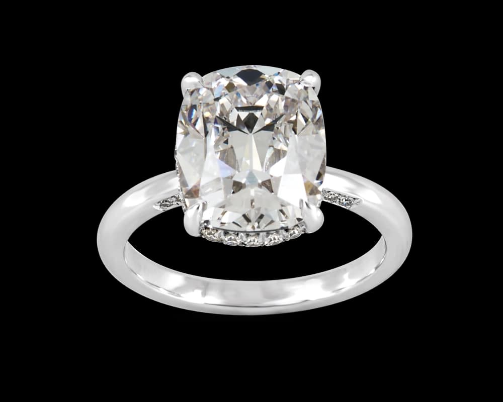 Classic Solitaire with Sectional Pave & Hidden Halo