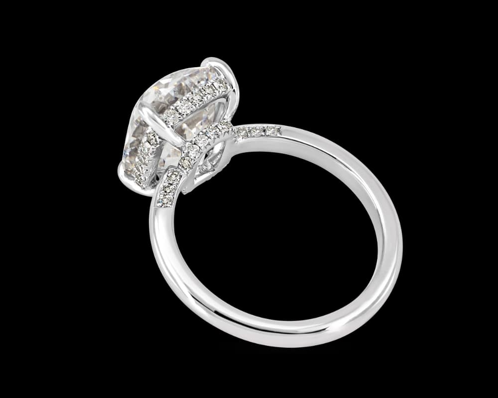 Classic Solitaire with Sectional Pave & Hidden Halo