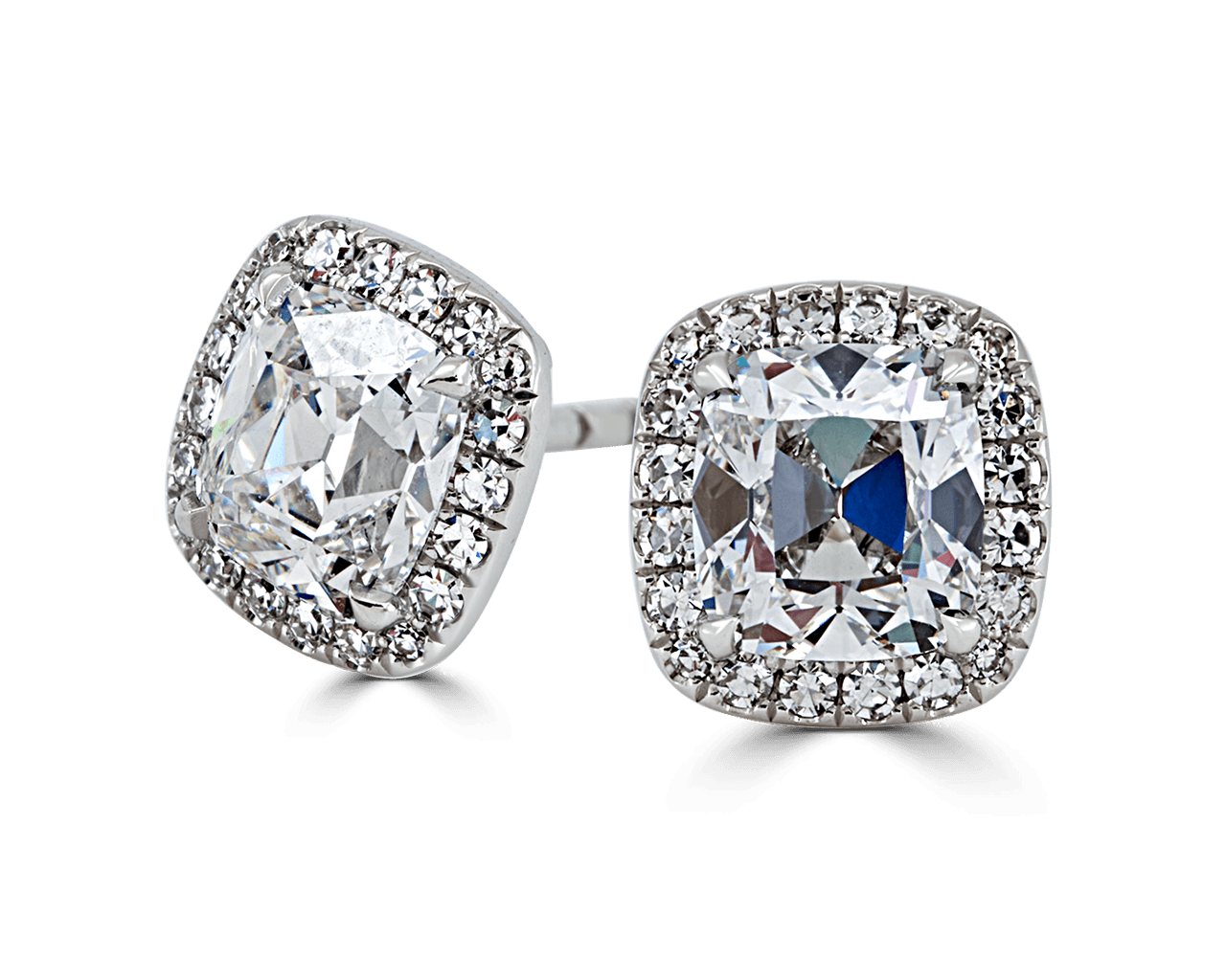 Vintage Cushion Halo Stud Earrings