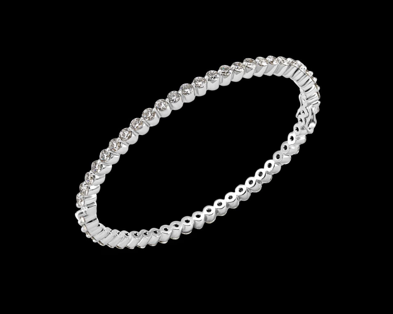 Round Diamond Shared Prong Bangle