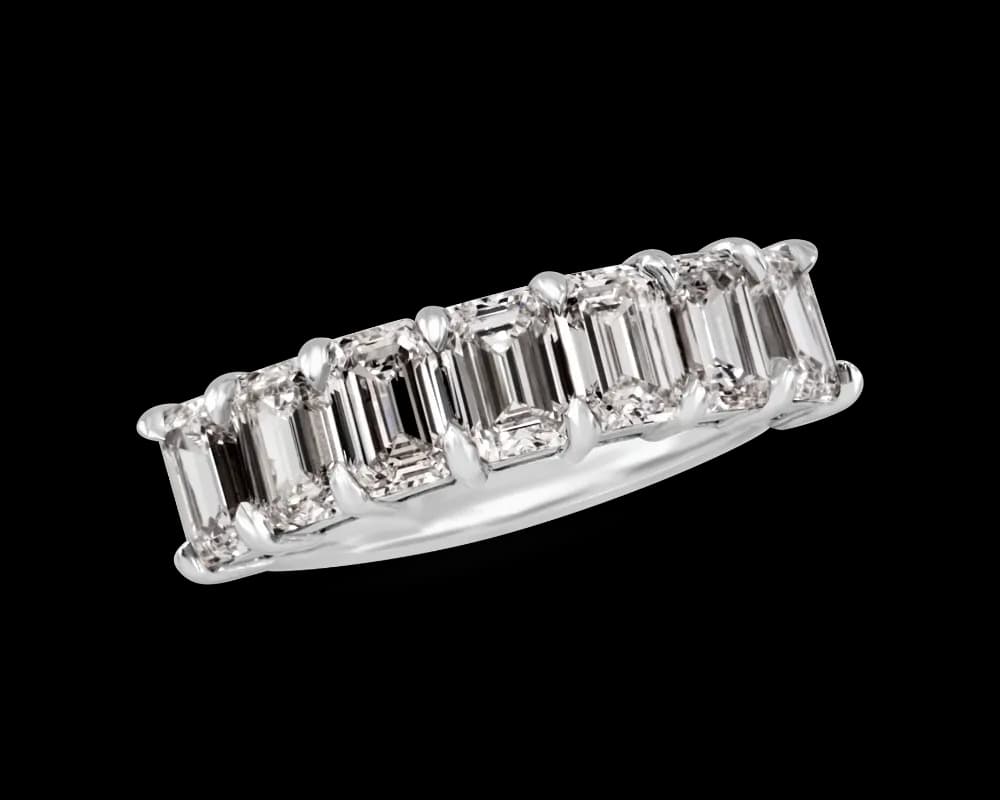Emerald Cut Lab Diamond Shared Prong Band
