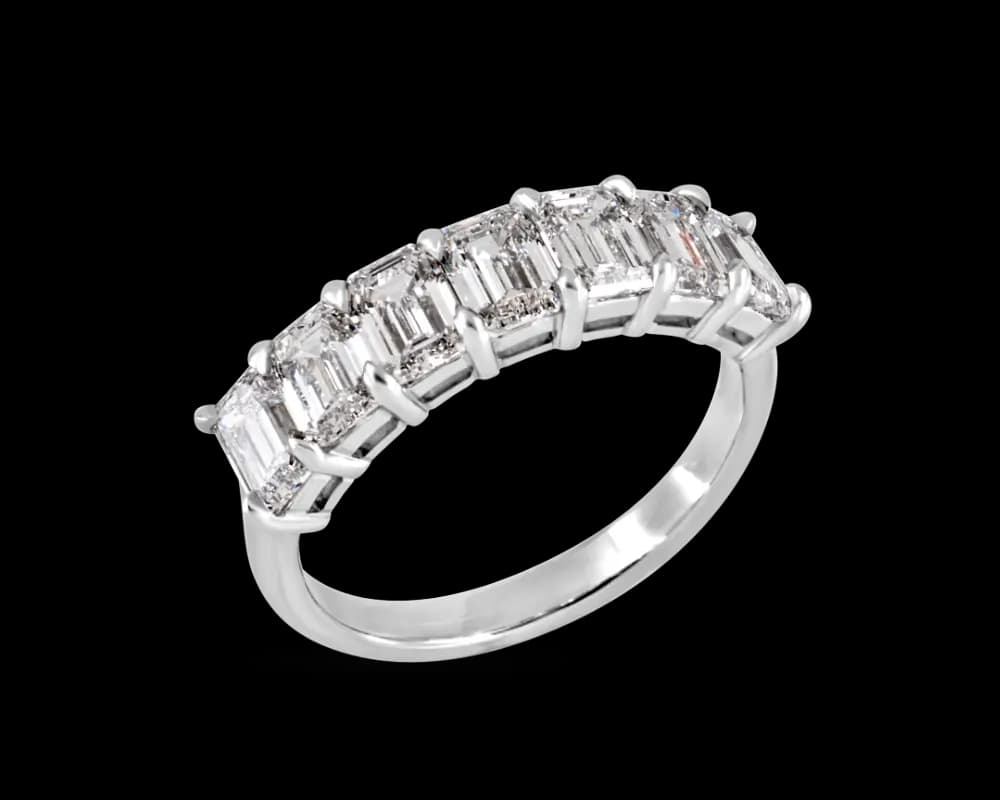 Emerald Cut Lab Diamond Shared Prong Band