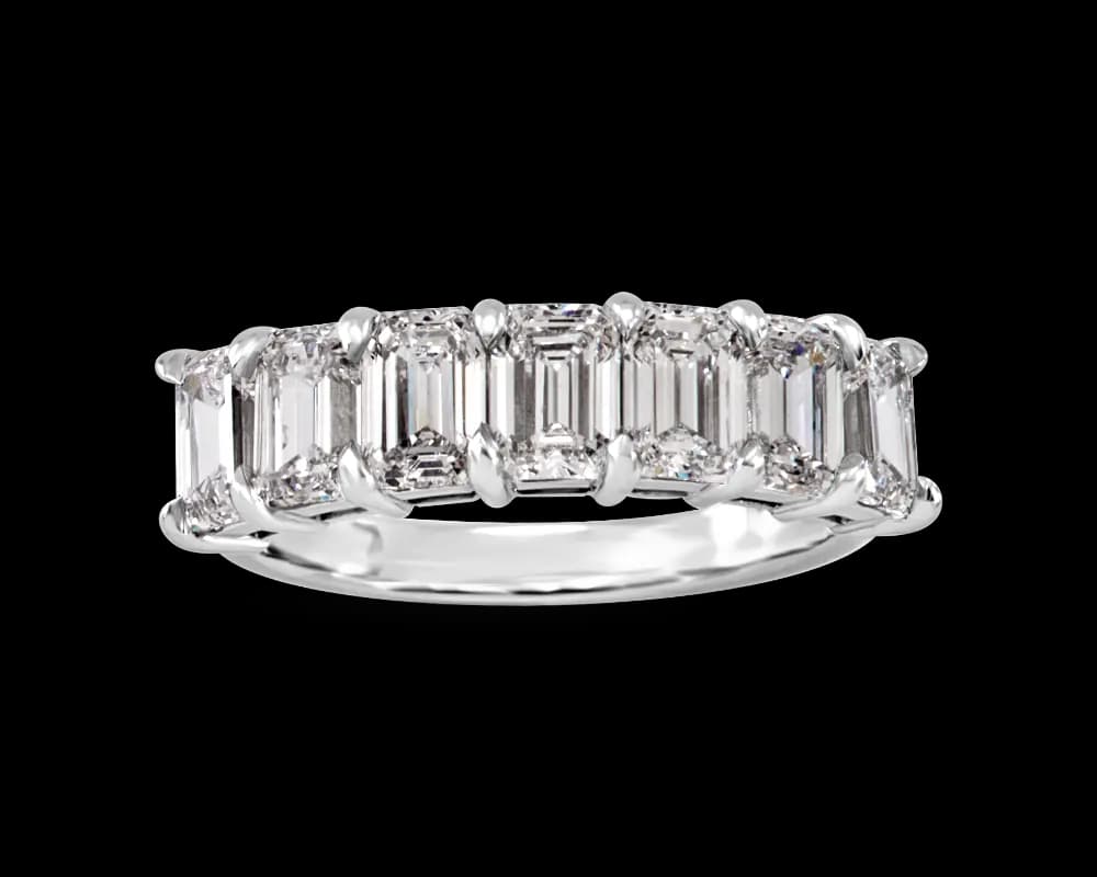 Emerald Cut Lab Diamond Shared Prong Band