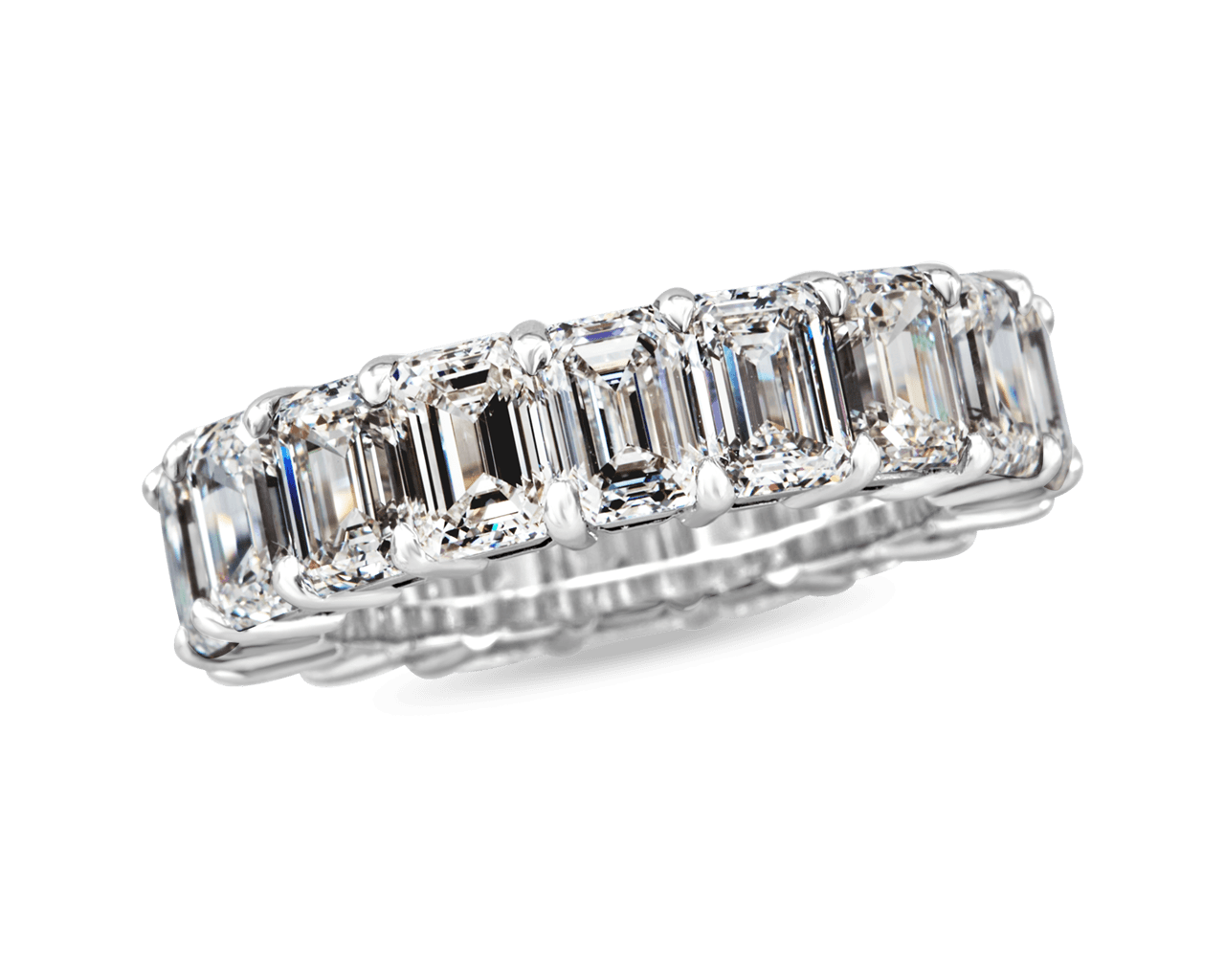 Emerald Cut Shared Prong Eternity Band