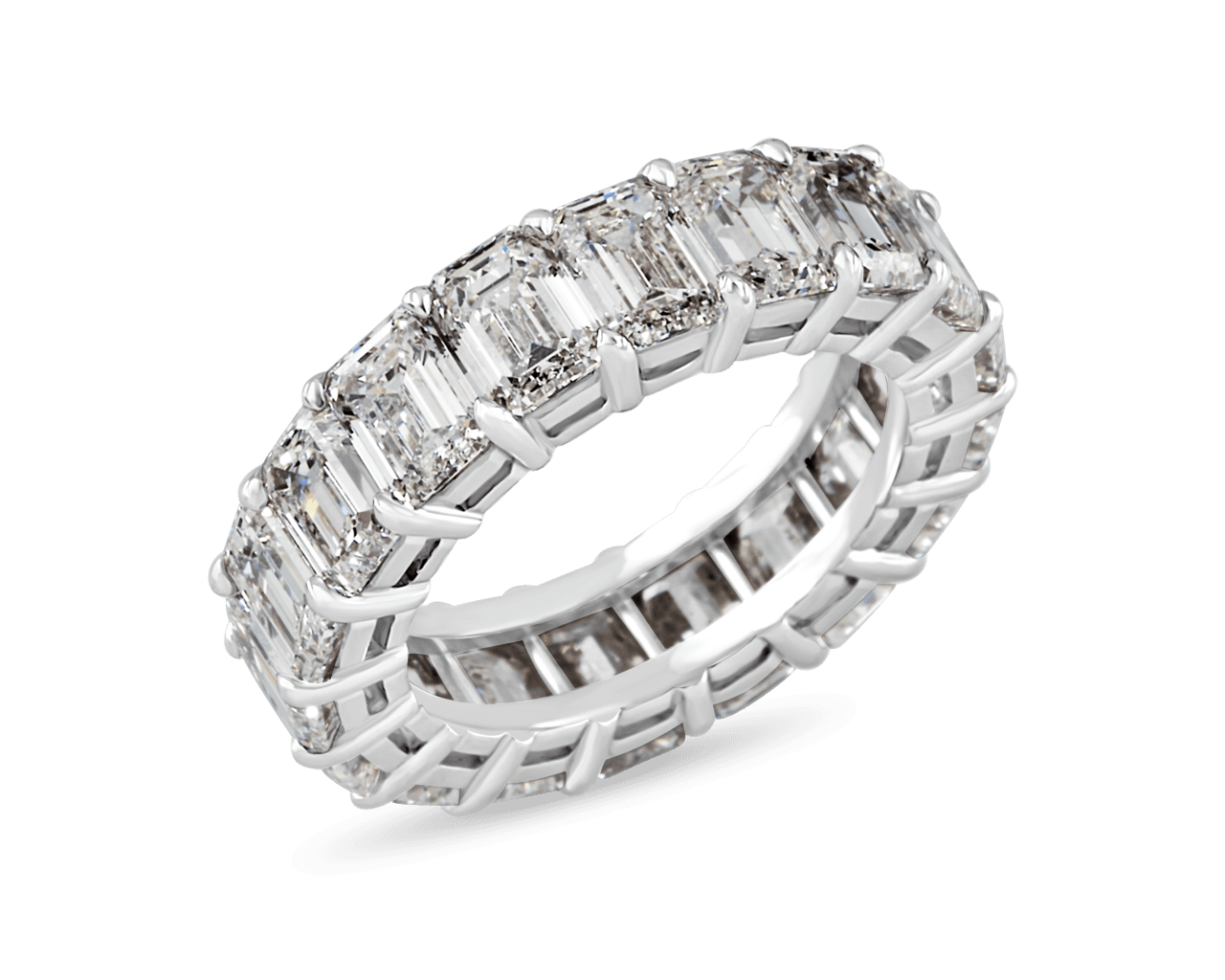 Emerald Cut Shared Prong Eternity Band