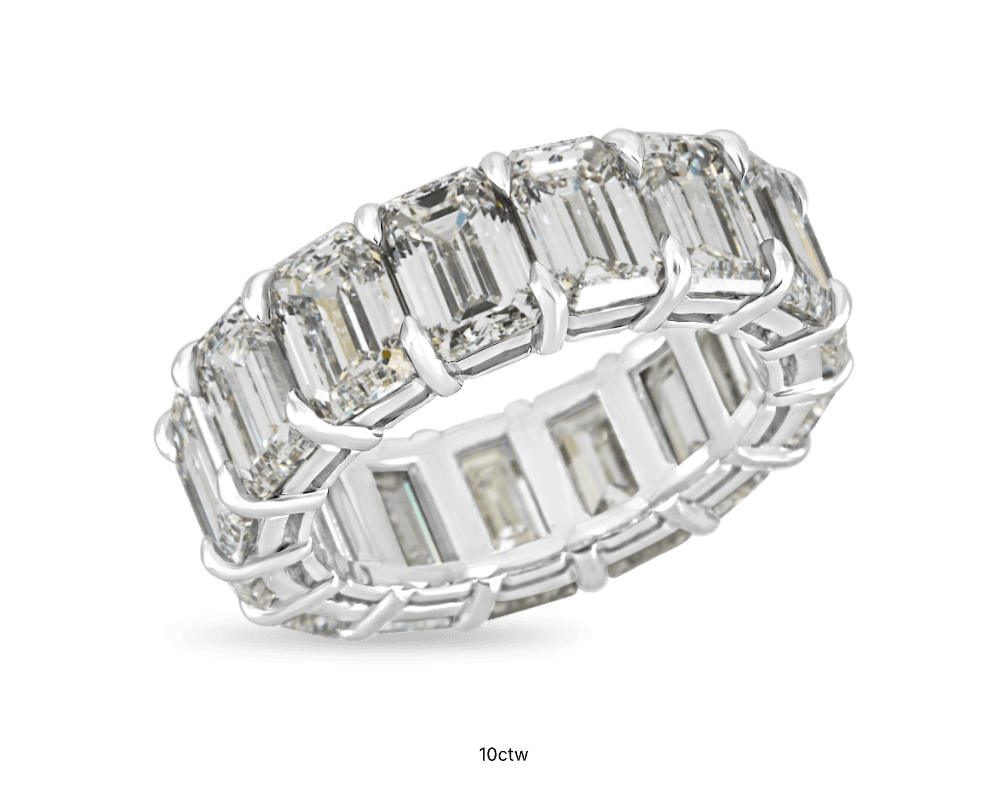 Emerald Cut Shared Prong Eternity Band